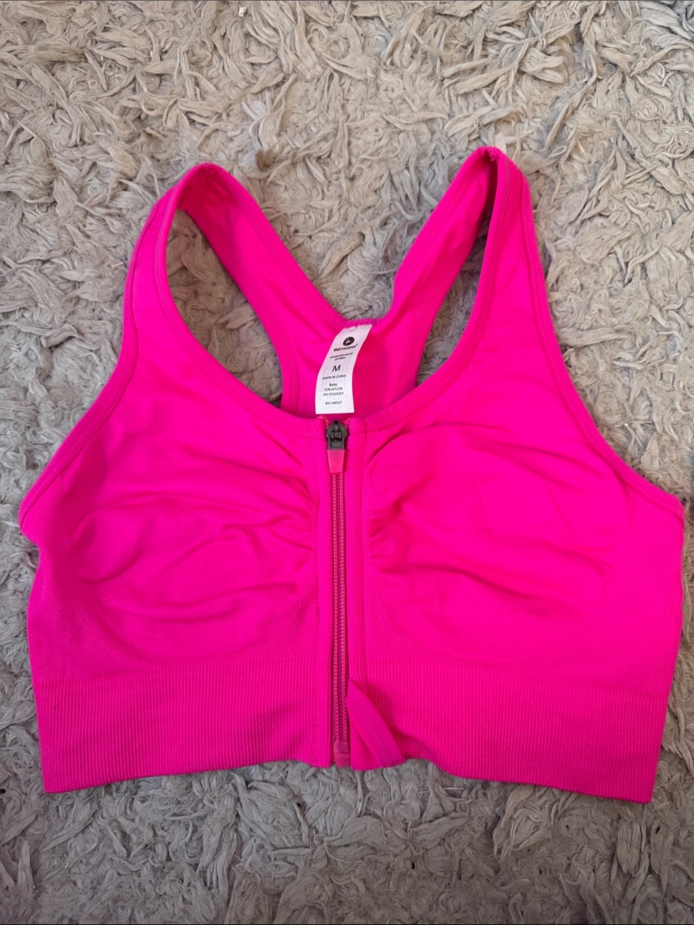 90 Degree By Reflex Front-Zip Sports Bra in Bright Pink